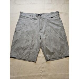 Travis Mathew Shorts Mens 34 Gray Striped Golf Performance Stretch Casual Summer